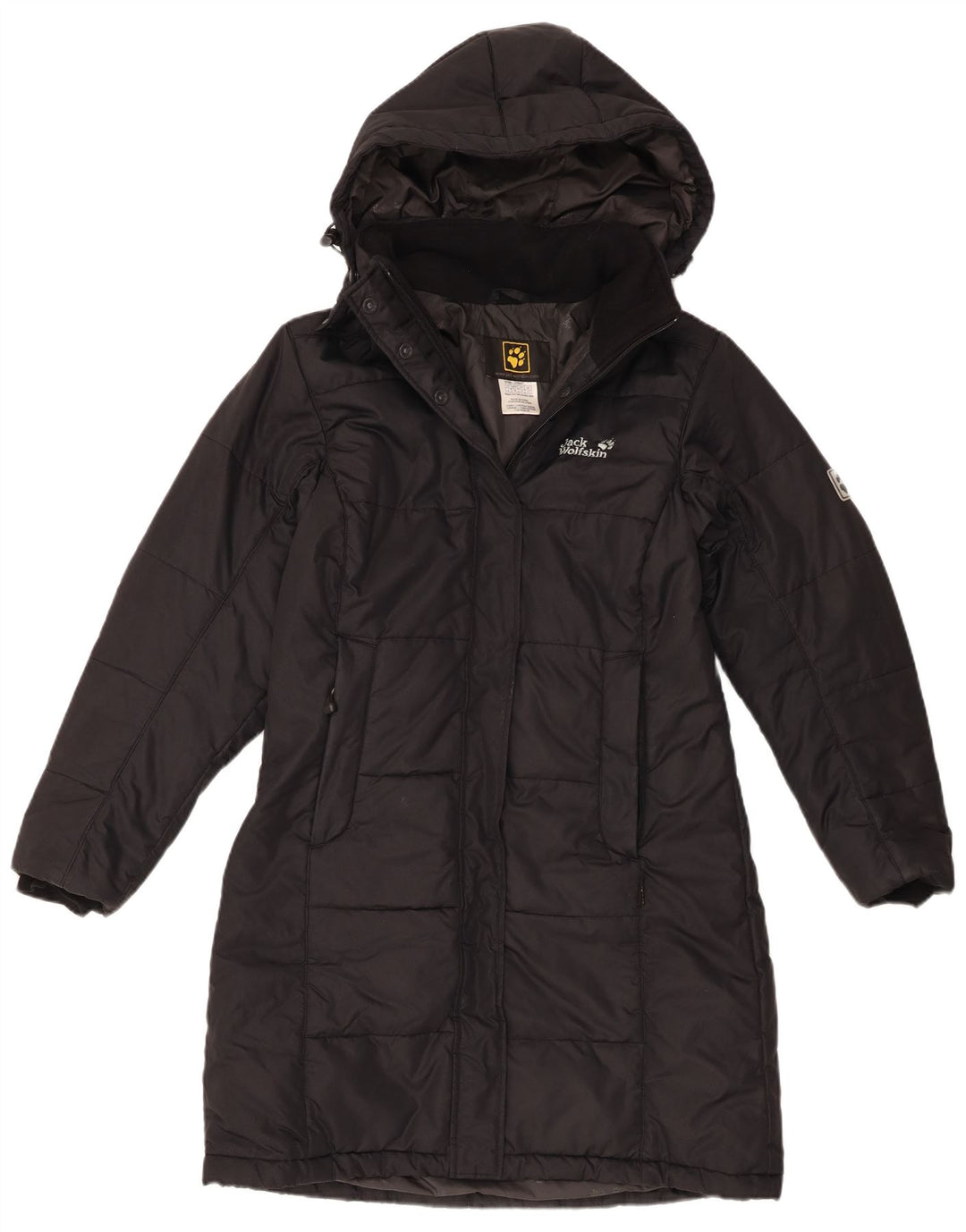 Jack Wolfskin ženski podstavljeni kaput s kapuljačom UK 10 Mali crni poliester