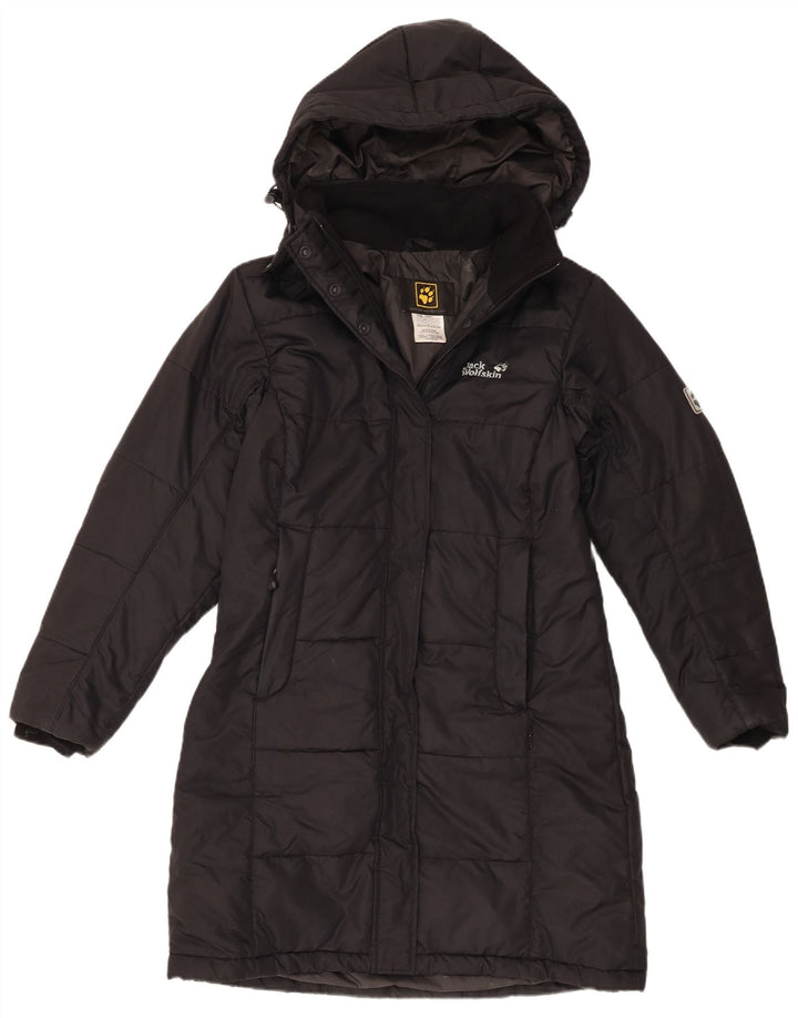Jack Wolfskin ženski podstavljeni kaput s kapuljačom UK 10 Mali crni poliester