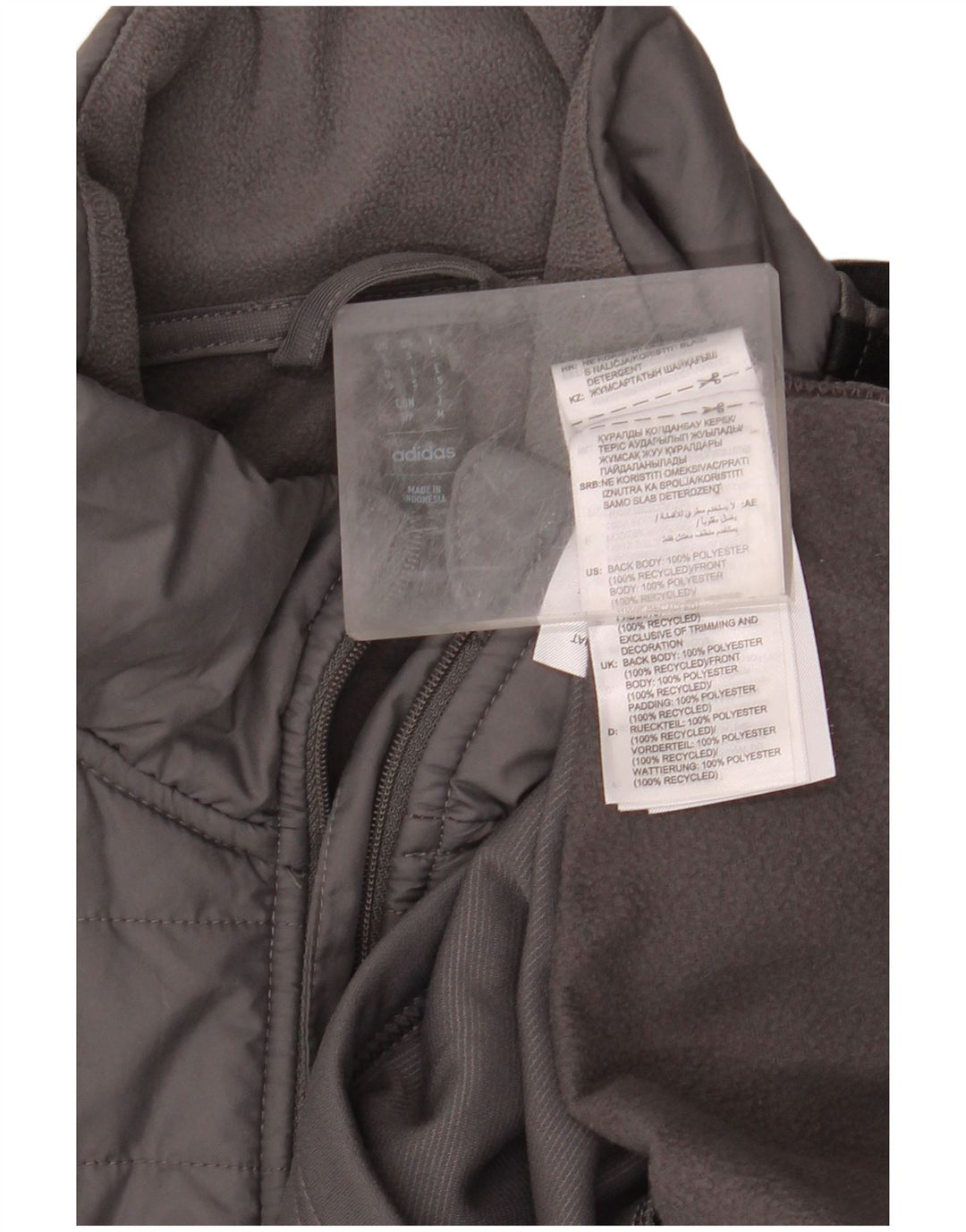 ADIDAS muška majica s izrezom s patentnim zatvaračem, mali sivi poliester