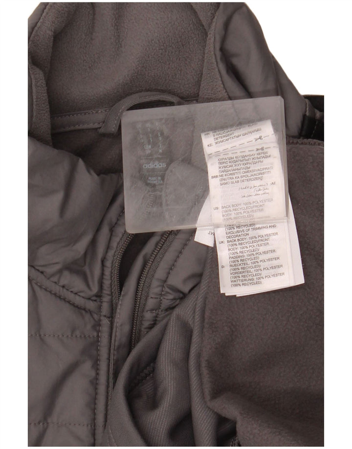 ADIDAS muška majica s izrezom s patentnim zatvaračem, mali sivi poliester