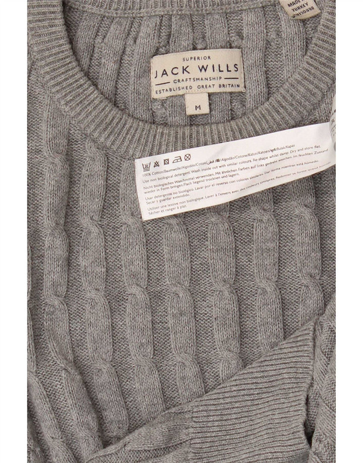Jack Wills, muški džemper s okruglim izrezom, srednje sivi pamuk