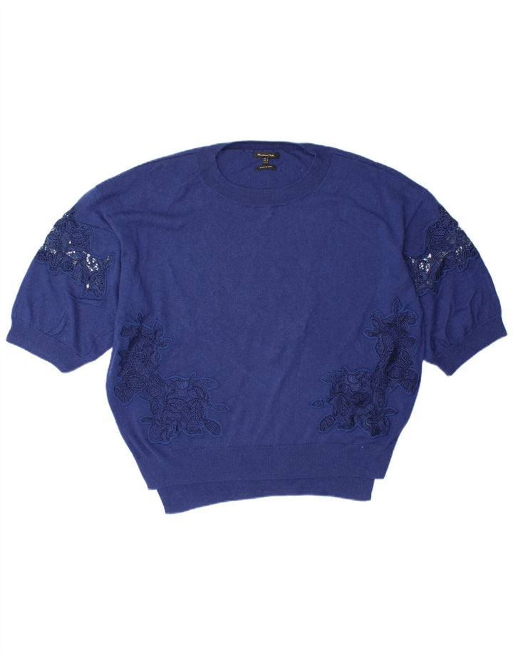 MASSIMO DUTTI Ženski pulover s okruglim izrezom UK 14 srednje plava