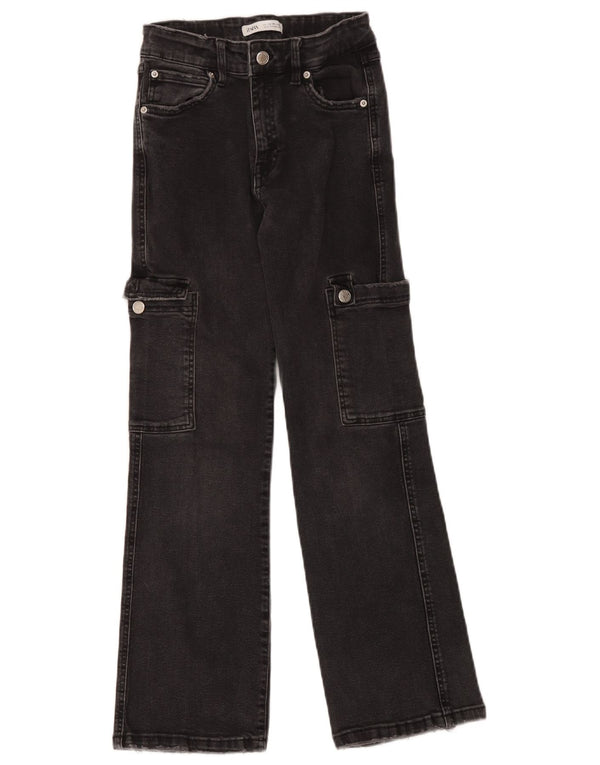 Zara Girls Cargo lepršave traperice 13-14 godina W26 L26 crni pamuk