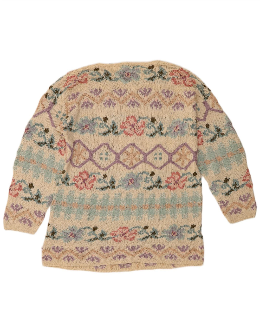 Express ženski džemper s okruglim izrezom UK 12 srednje bež cvjetne svile