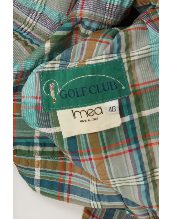 Vintage muška jakna sa 3 gumba IT 48 Srednje zeleni karirani pamuk