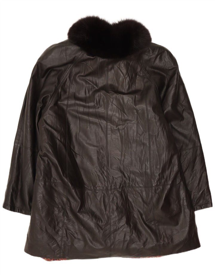 VINTAGE ženski kožni kaput UK 18 XL crna koža
