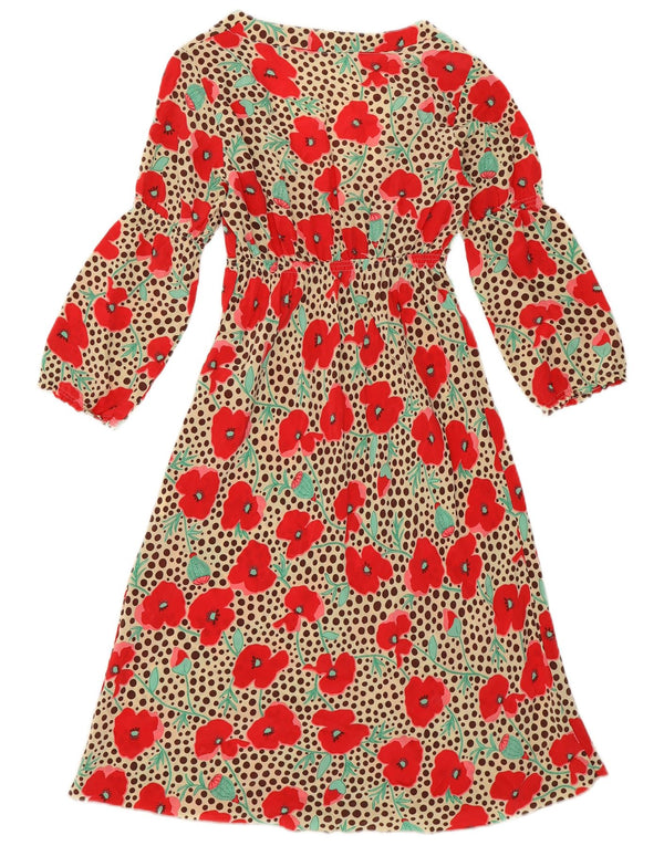 Vintage ženska haljina A-kroja 3/4 rukava UK 4 XS Raznobojna cvjetna svila