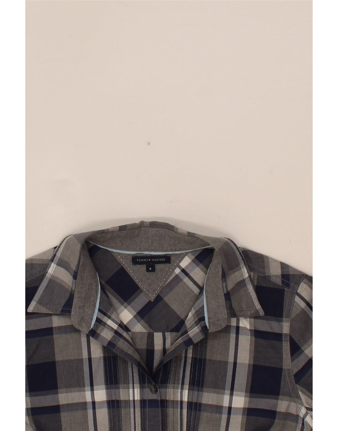 TOMMY HILFIGER Womens Shirt US 8 Medium Navy Blue Check Cotton Vintage Tommy Hilfiger and Second-Hand Tommy Hilfiger from Messina Hembry 