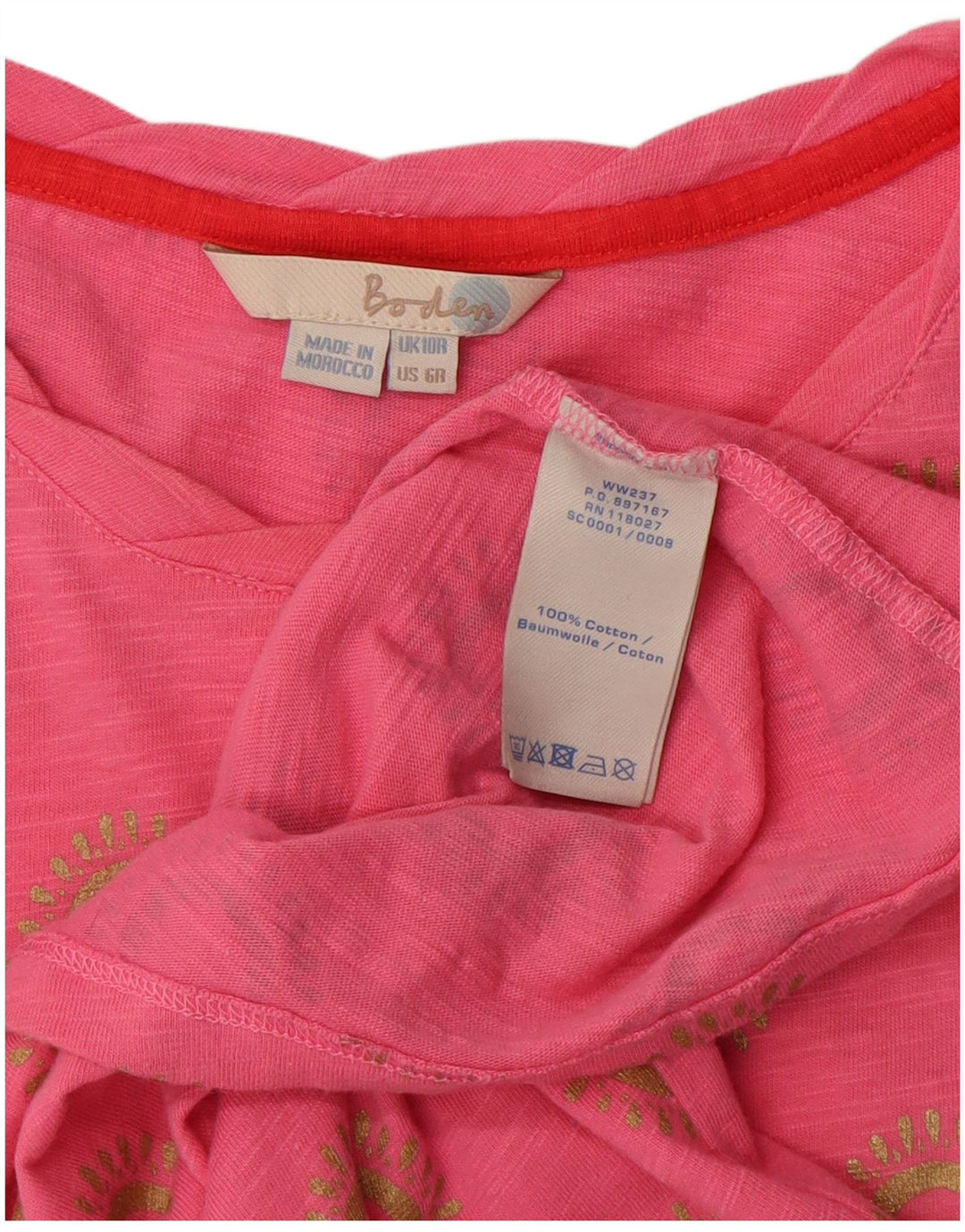 BODEN ženska majica kratkih rukava UK 10 Mala ružičasta cvjetna pamuk