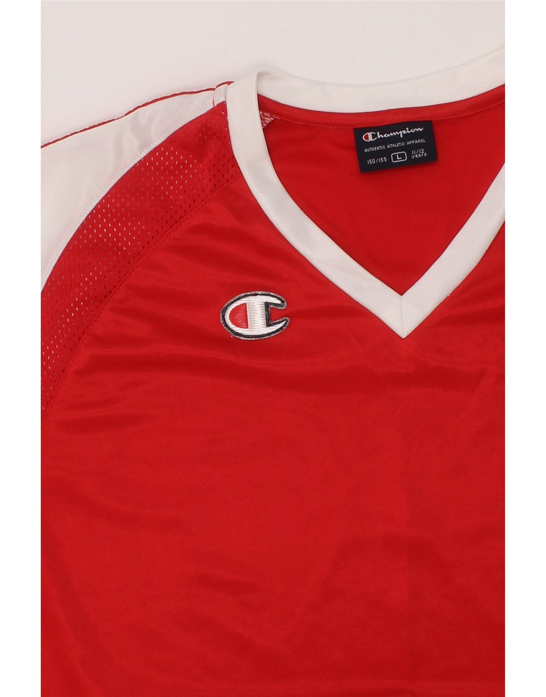 CHAMPION Boys T-Shirt Top 11-12 Years Large  Red Colourblock Polyester Vintage Champion and Second-Hand Champion from Messina Hembry 