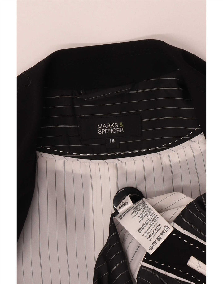 Marks & Spencer ženski sako s jednim gumbom UK 16 Veliki crni poliester