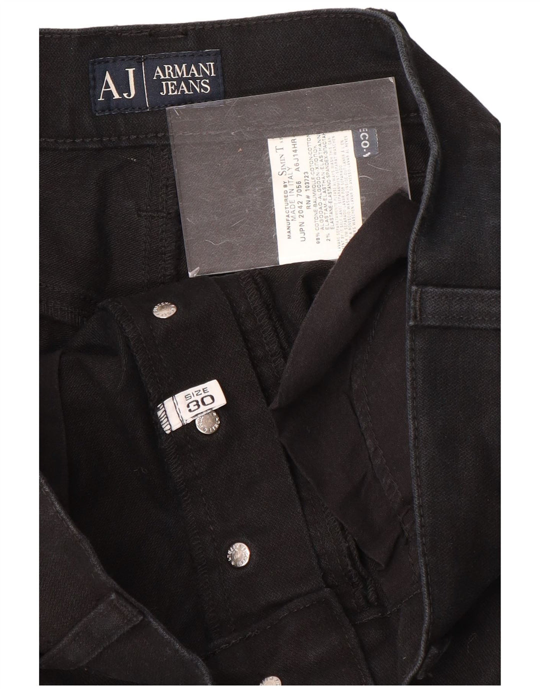 ARMANI Muške ravne traperice W30 L30 crni pamuk