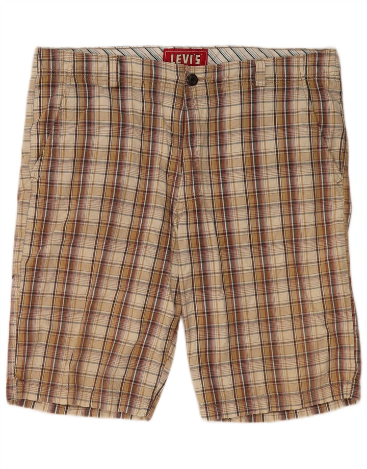 LEVI'S Mens Chino Shorts W36 Large Beige Check Cotton