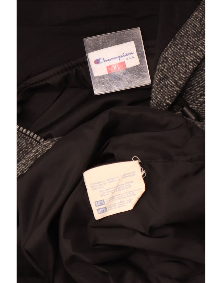 CHAMPION Muška flis jakna s kapuljačom UK 42 XL poliester u sivoj prugi