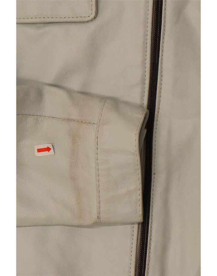 VINTAGE Womens Leather Jacket IT 46 Large Blue Leather
