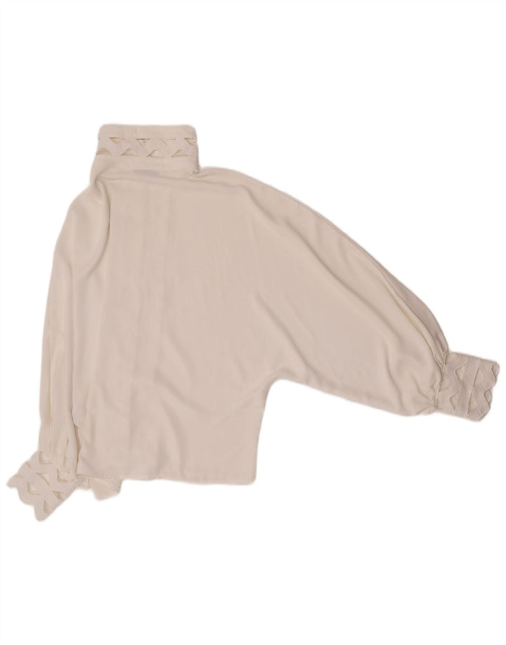 Vintage ženska košulja bluza UK 14 Veliki bijeli poliester