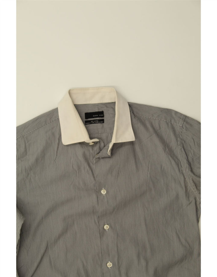 ZARA Mens Shirt Medium Grey Pinstripe Cotton Vintage Zara and Second-Hand Zara from Messina Hembry 