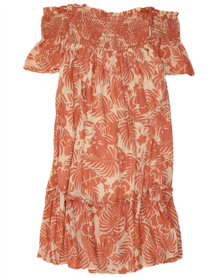 PEPE JEANS Ženska haljina s otvorenim ramenima UK 8 Mala ružičasta cvjetna viskoza