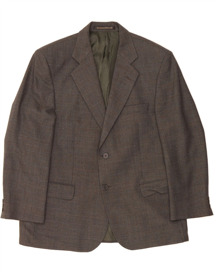 MARKS & SPENCER Mens 2 Button Blazer Jacket UK 42 XL Grey Check Vintage Marks & Spencer and Second-Hand Marks & Spencer from Messina Hembry 