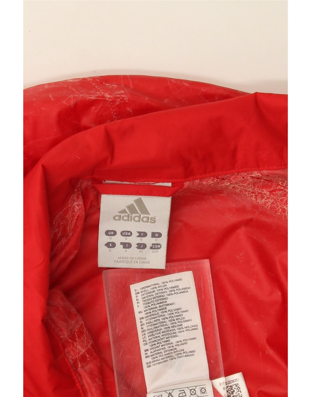 ADIDAS Muška kišna jakna s kapuljačom s grafičkim motivima UK 36 Mala crvena najlonska