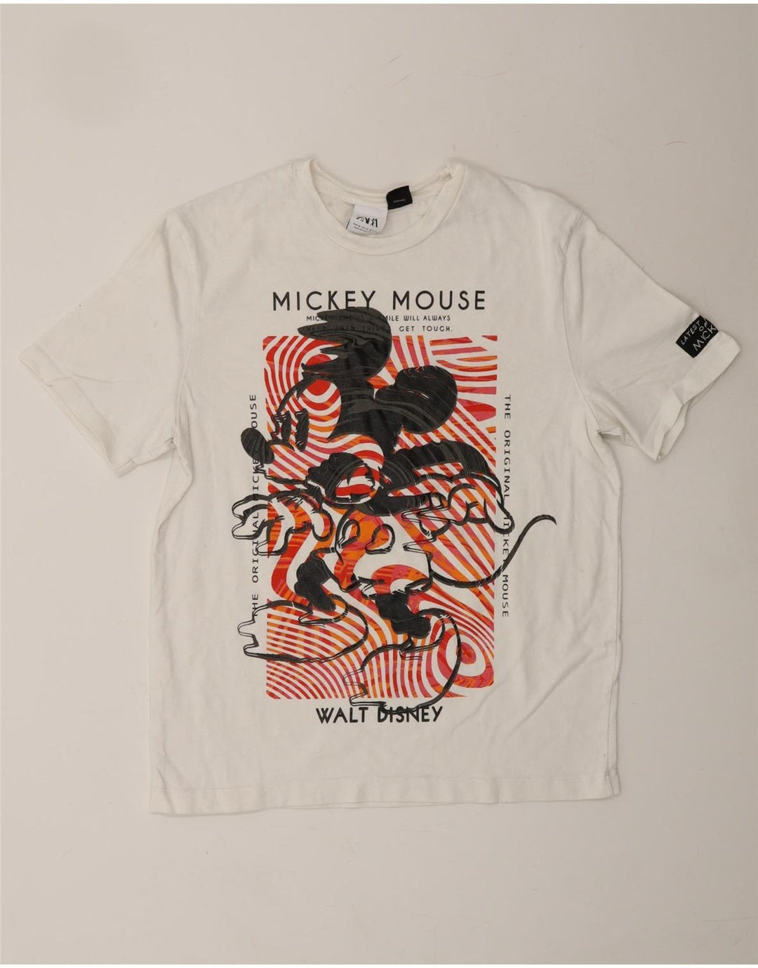 ZARA Womens Mickey Mouse Graphic T-Shirt Top UK 14 Medium White Vintage Zara and Second-Hand Zara from Messina Hembry 