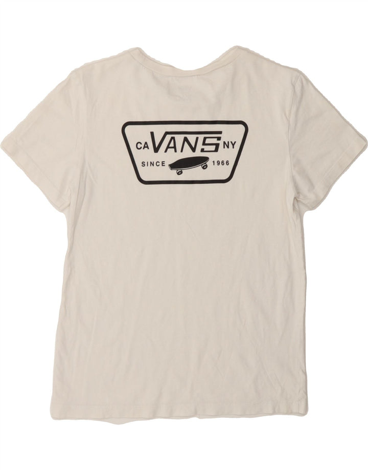 VANS Womens Graphic T-Shirt Top UK 10 Small White Vintage Vans and Second-Hand Vans from Messina Hembry 