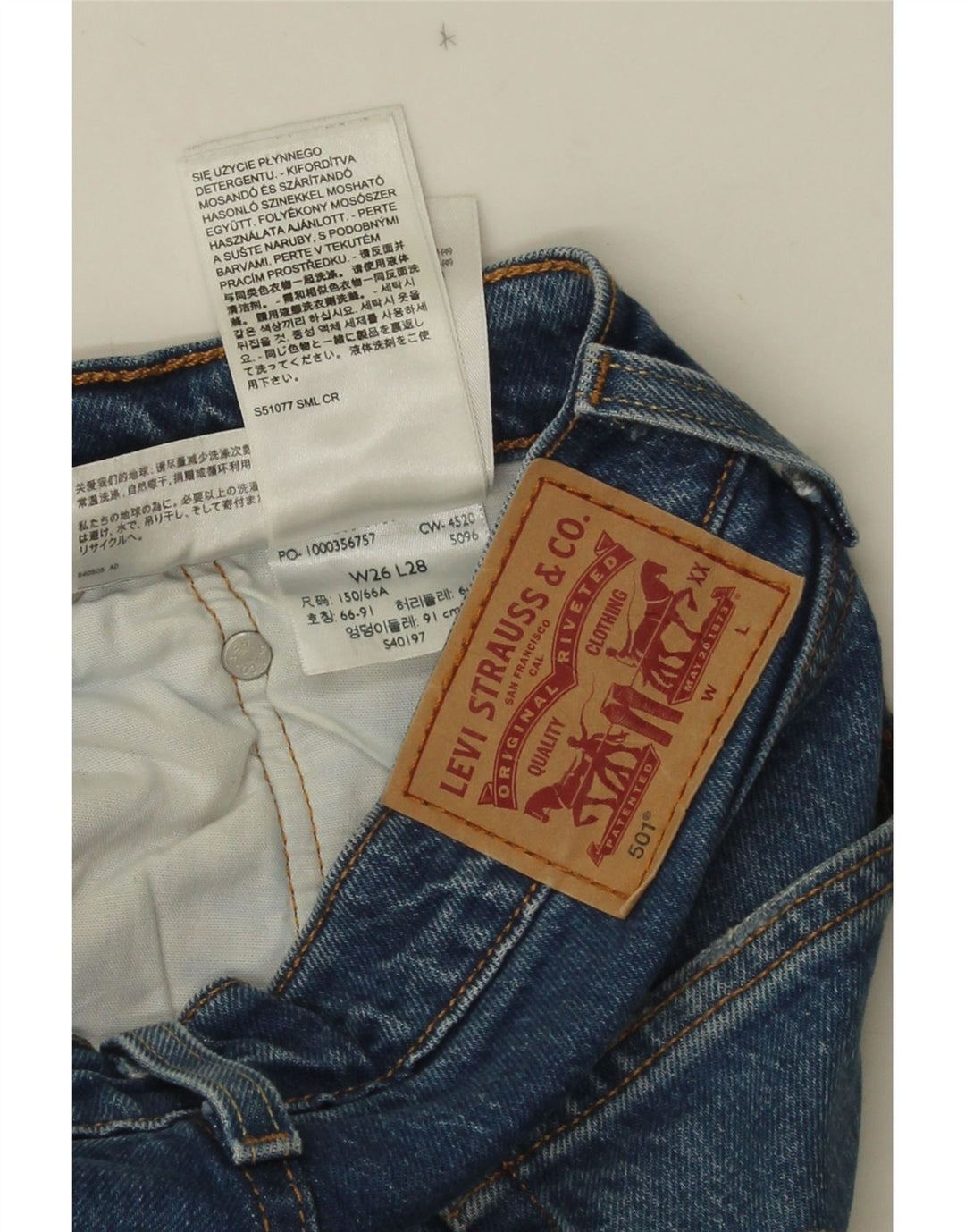 Levi's ženske 501 ravne traperice W26 L28 plavi pamuk