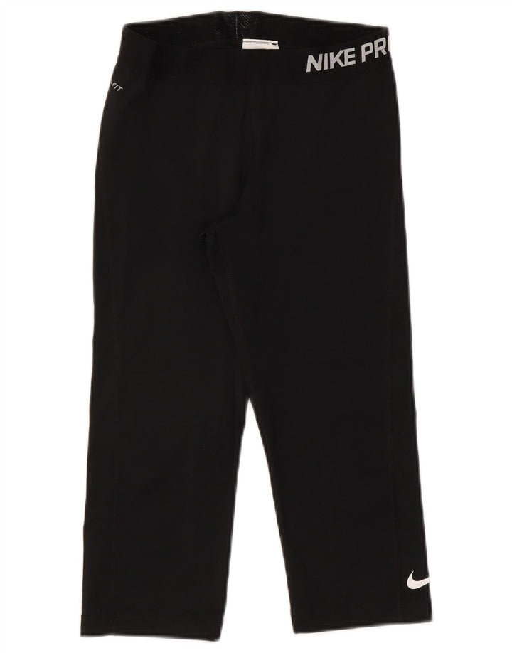 Nike Ženske Dri Fit Graphic Capri tajice UK 12 Srednje crni poliester