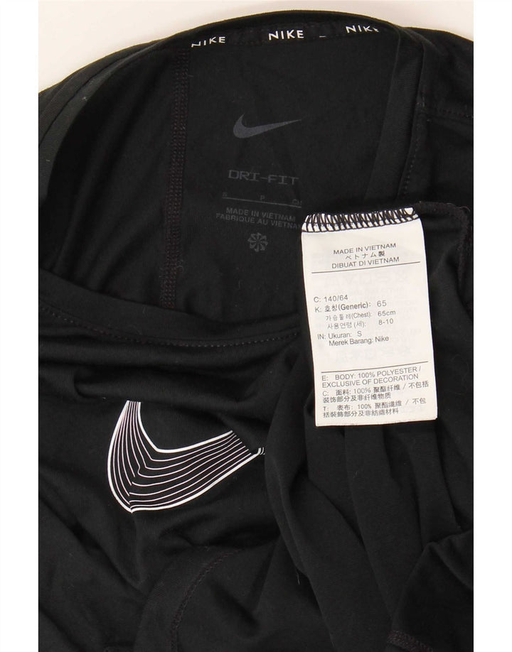 Nike Boys Dri Fit Graphic T-Shirt Top 8-9 Years Small Black Poliester