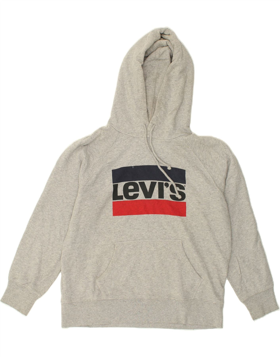 LEVI'S Mens Graphic Hoodie Jumper Small Grey Cotton Vintage Levi's and Second-Hand Levi's from Messina Hembry 