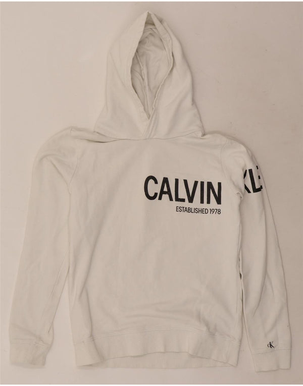 Calvin Klein Jeans majica s kapuljačom s kapuljačom za dječake, 15-16 godina, bijeli pamuk
