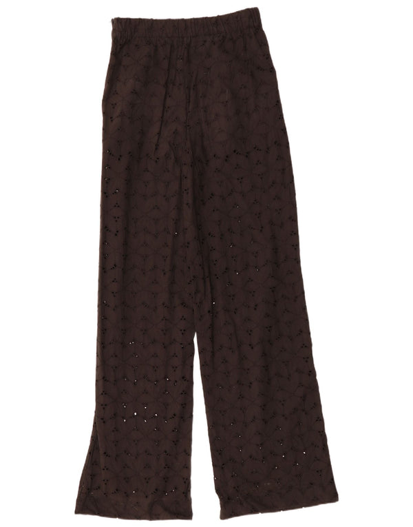 ZARA ženske široke ležerne hlače XS W25 L33 crni pamuk