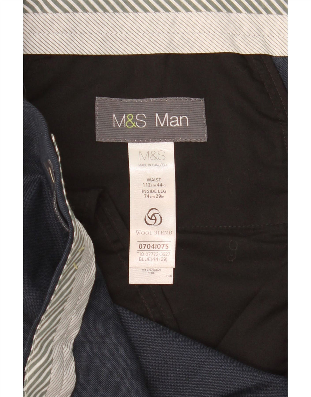 MARKS & SPENCER Muške hlače ravnog odijela W44 L29 plavi poliester