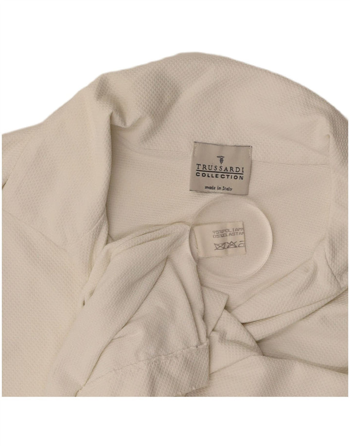 TRUSSARDI Ženska skraćena polo majica UK 12 Srednje bijeli poliamid