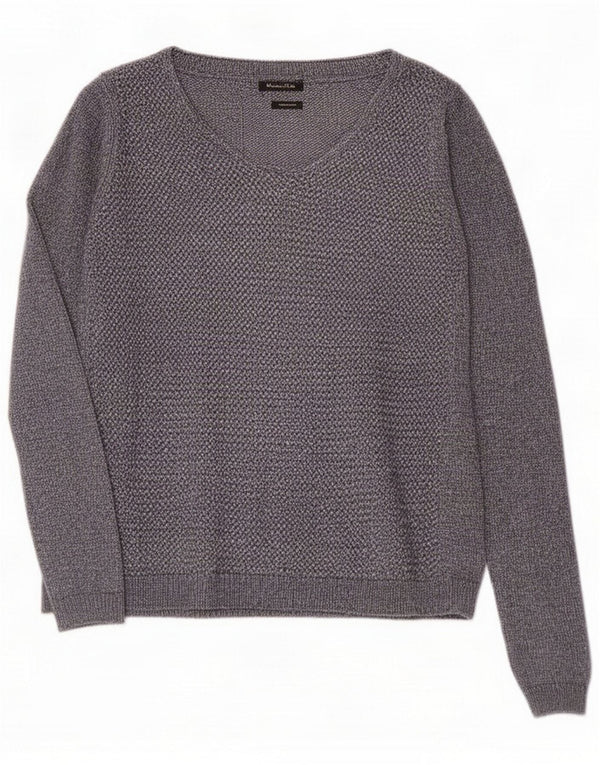 Massimo Dutti ženski džemper s V-izrezom UK 10 Small Navy Blue Flecked