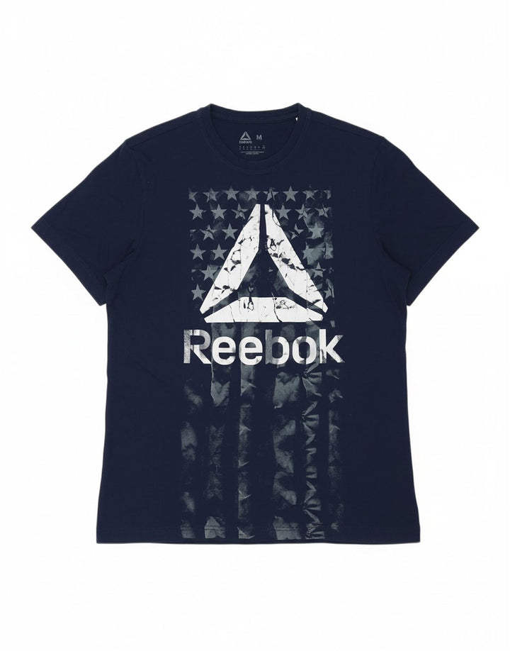 REEBOK Mens Graphic T-Shirt Top Medium Navy Blue
