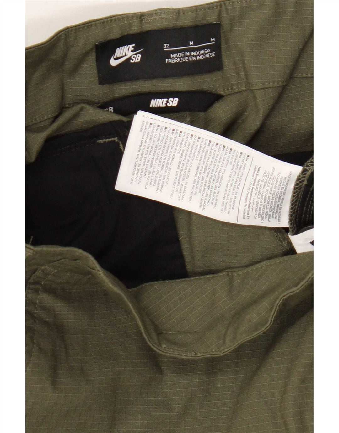Nike muške ravne kargo hlače W32 L30 Kaki karirani pamuk