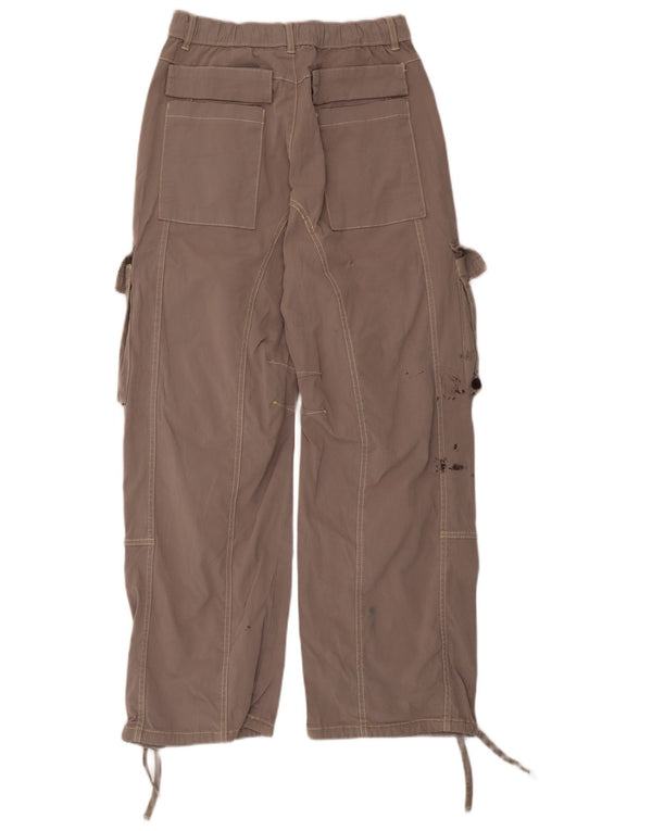 Zara Womens Loose Fit Cargo Trousers EU 36 XS W26 L29 Grey Cotton