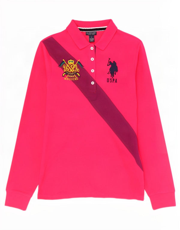 U.S. Polo Assn. Ženska grafička majica UK 14 velikih blokova ružičaste boje
