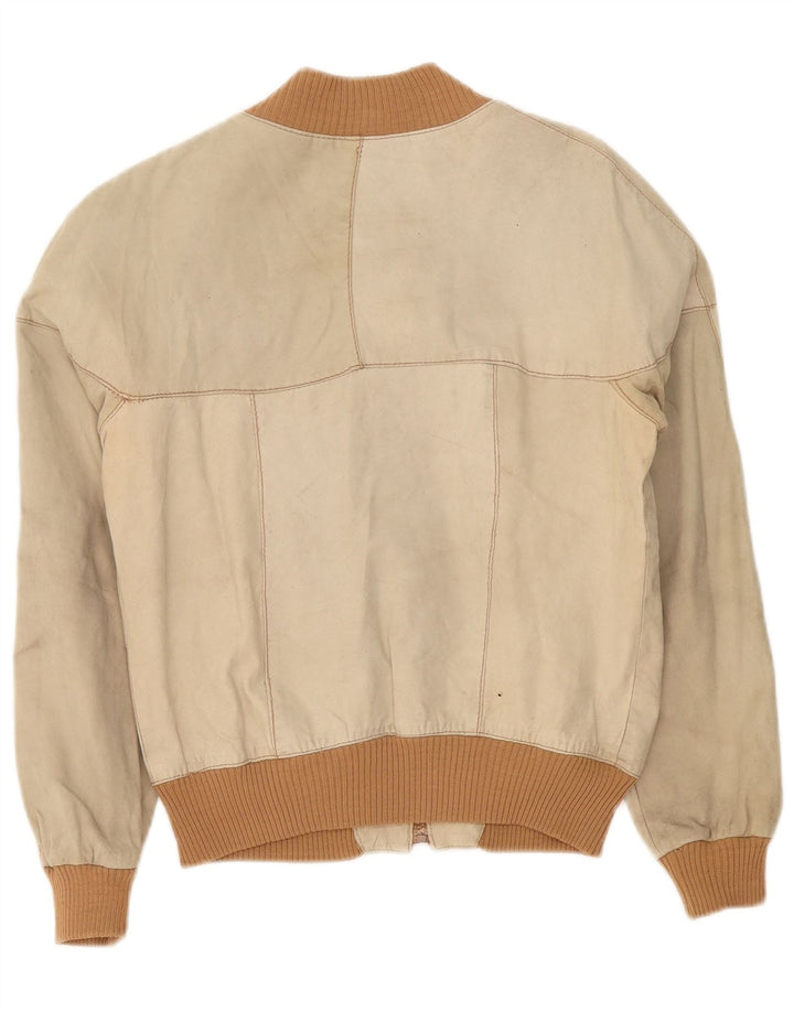 Vintage ženska bomber kožna jakna UK 14 srednje bež
