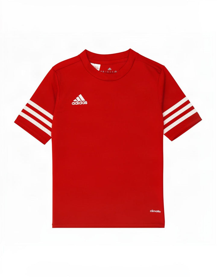 Majica kratkih rukava Adidas Climalite za dječake 7-8 godina, mali crveni poliester