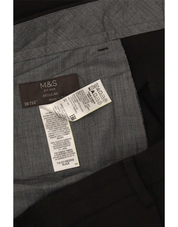 Marks & Spencer muške uobičajene hlače W36 L33 crni poliester