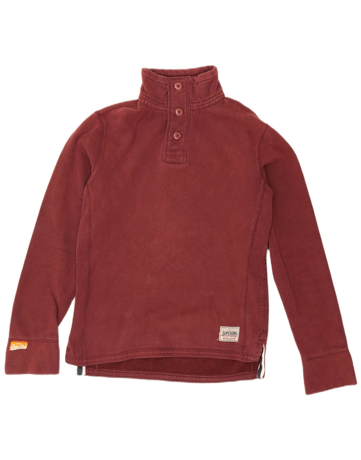 Superdry muška dukserica s dugmadima i izrezom Srednji bordo pamuk