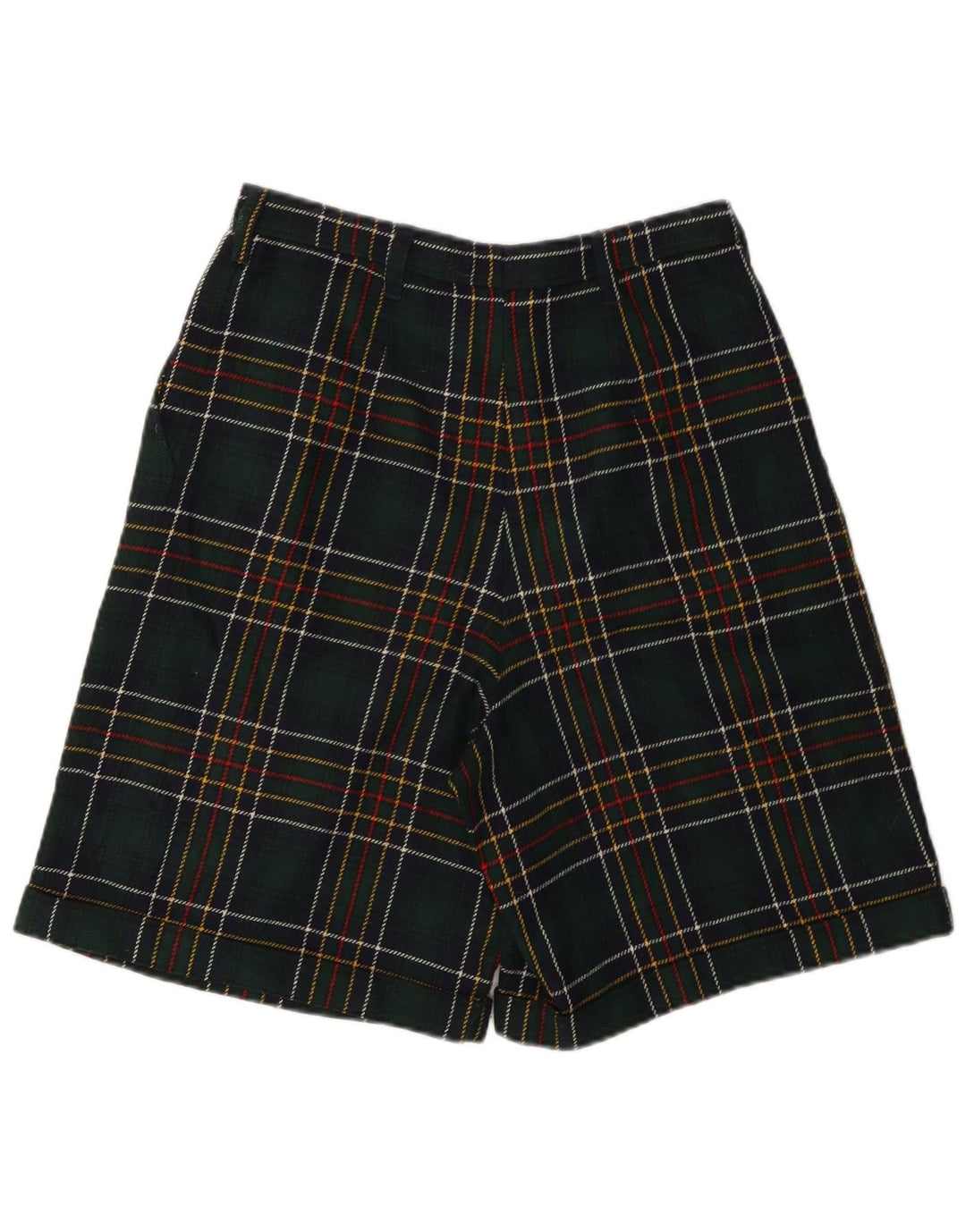 VINTAGE Ženske ležerne kratke hlače visokog struka W28 srednje zelene karirane