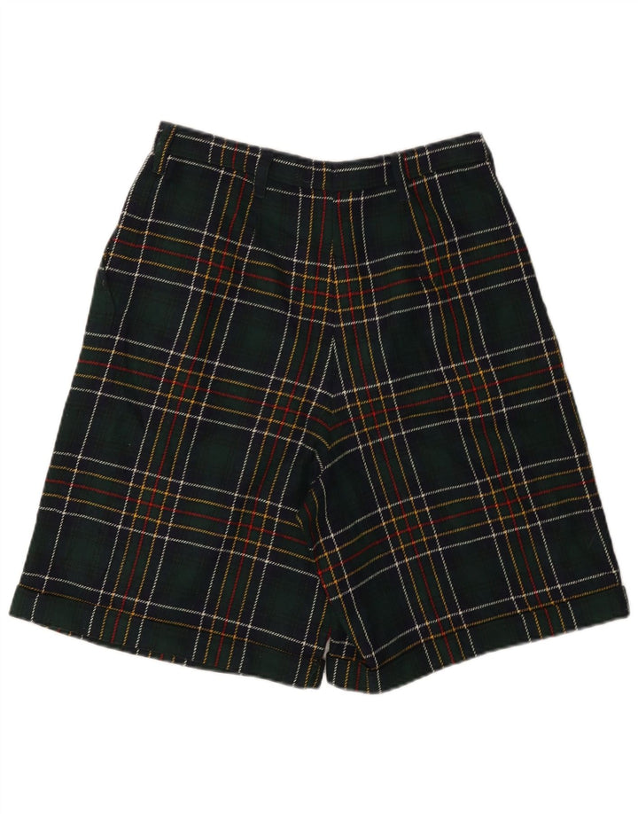 VINTAGE Ženske ležerne kratke hlače visokog struka W28 srednje zelene karirane