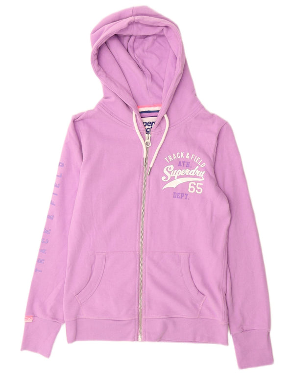 Superdry ženski džemper s kapuljačom s patentnim zatvaračem UK 10 Mali ljubičasti pamuk