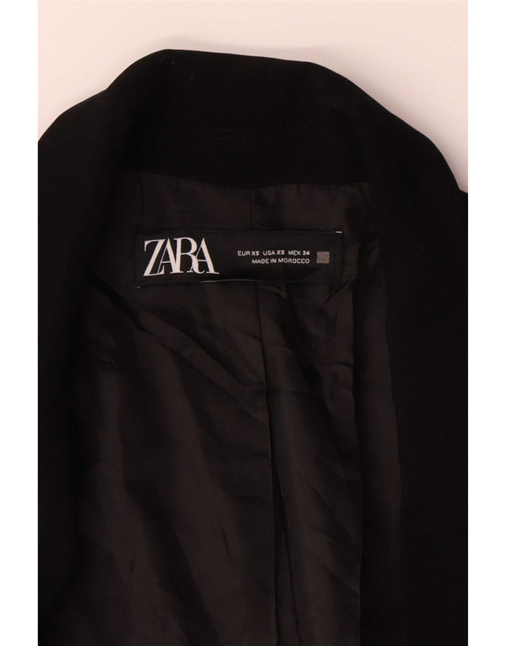Zara ženska prevelika jakna s otvorenim sakoom s 3/4 rukavima UK 6 XS crni poliester