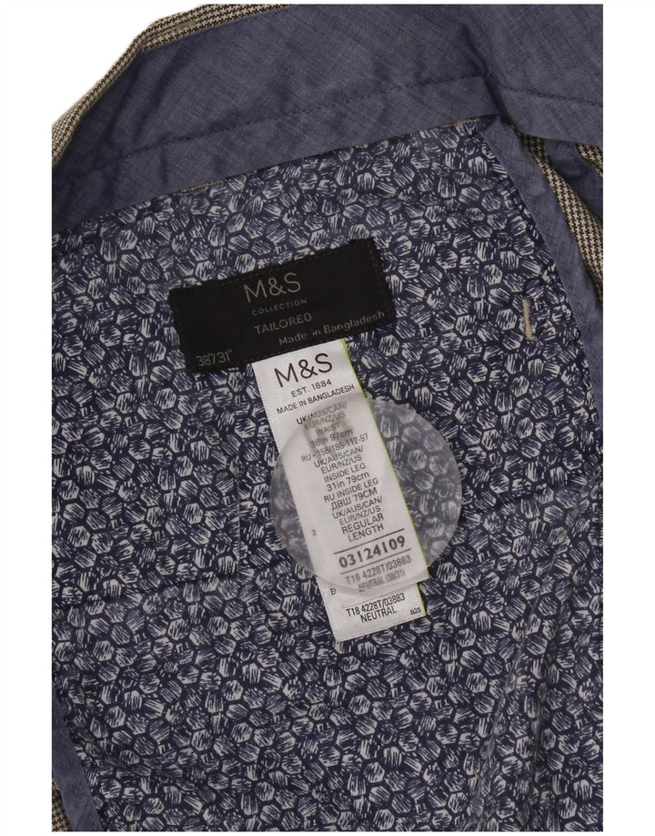 Marks & Spencer muške hlače ravnog odijela W38 L31 sive ptičje zube