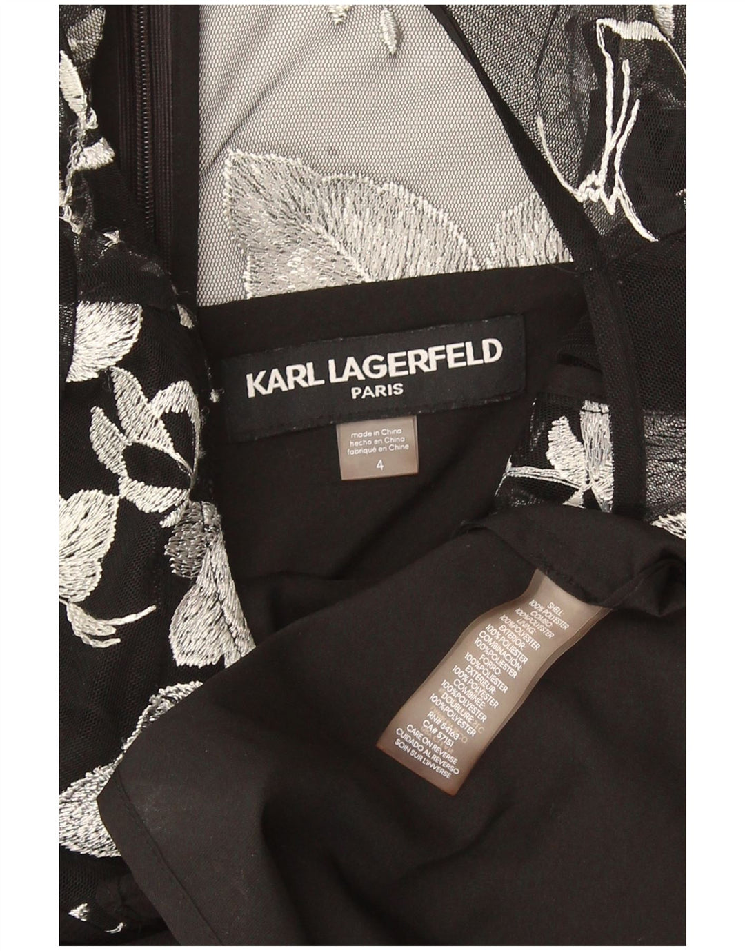 Karl Lagerfeld ženska plašt haljina US 4 Mala crna cvjetna poliester