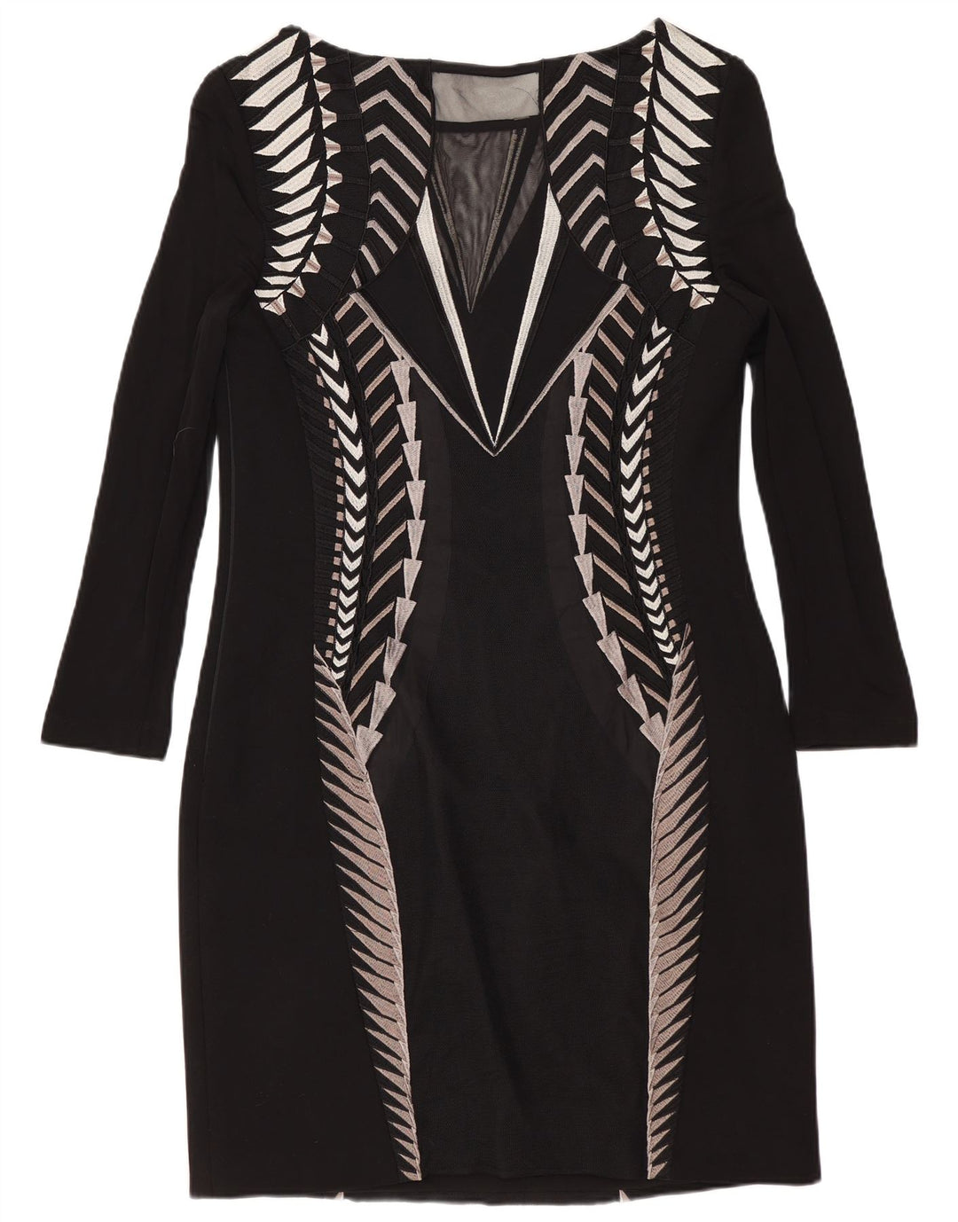 Karen Millen ženska duga haljina s 3/4 rukavima UK 14 srednje crna geometrijska